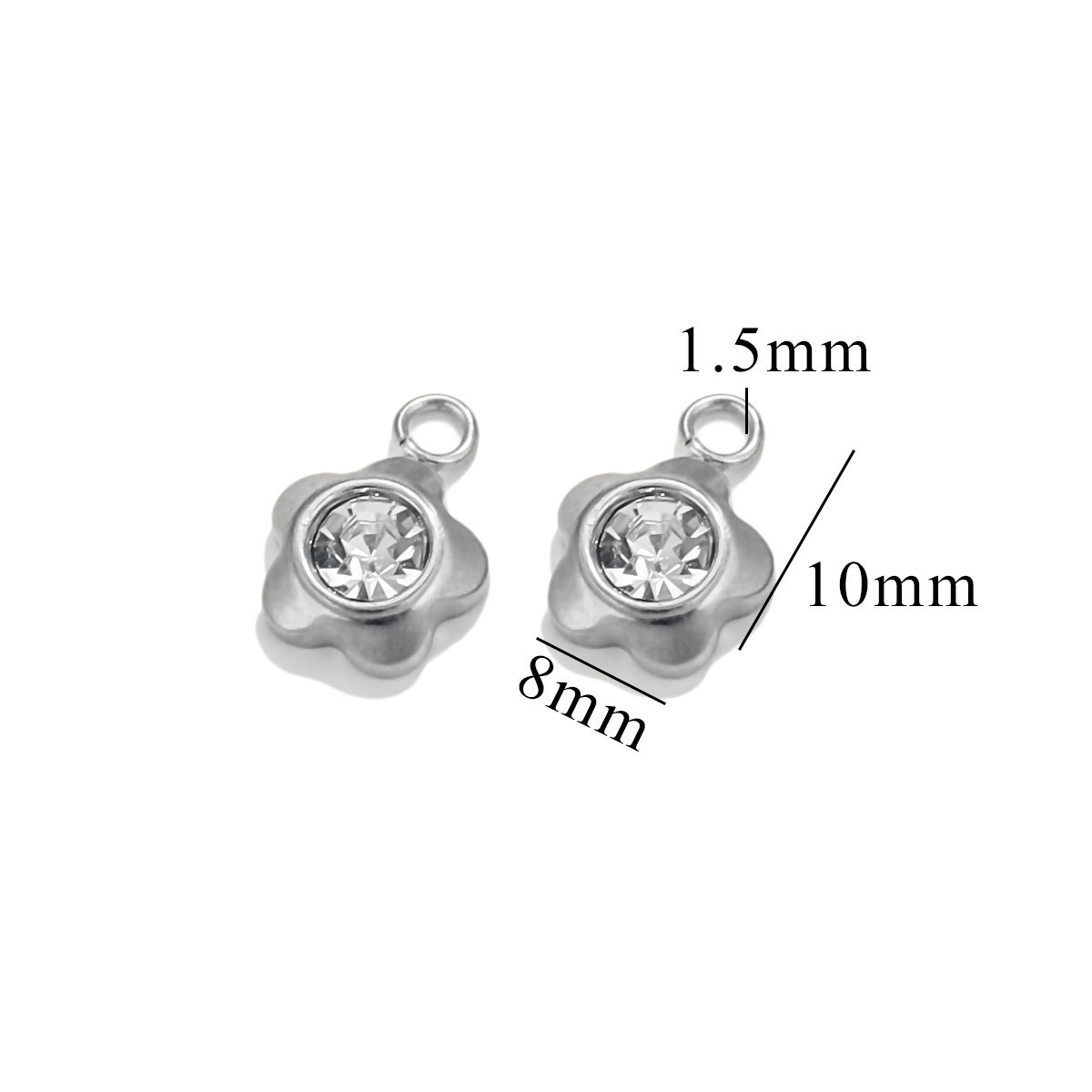 Silver color / 1 Piece Fashionable Simple Style Flower Shape Stainless Steel  Gold Color Inlay Zircon Women's Pendant Picture7